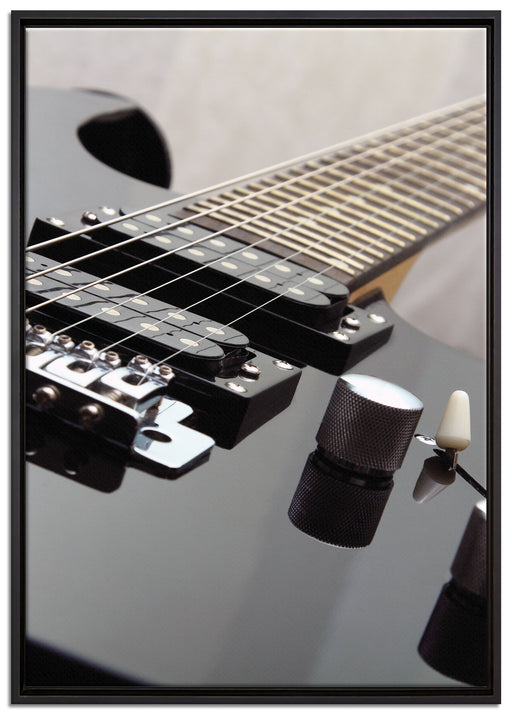 Black Guitar auf Leinwandbild gerahmt Größe 100x70