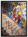 Coloured Streetart Graffiti auf Leinwandbild gerahmt Größe 80x60