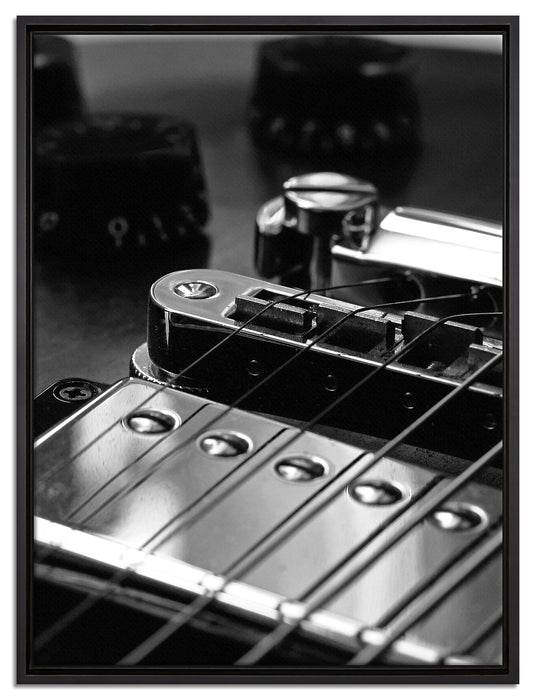 Black and White Guitar Gitarre auf Leinwandbild gerahmt Größe 80x60