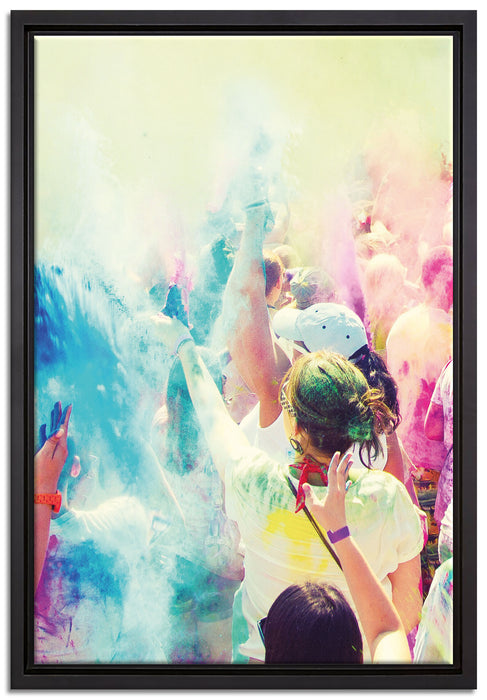 Farben Festival Holi Indien auf Leinwandbild gerahmt Größe 60x40