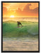 Surfen im Sonnenuntergang auf Leinwandbild gerahmt Größe 80x60