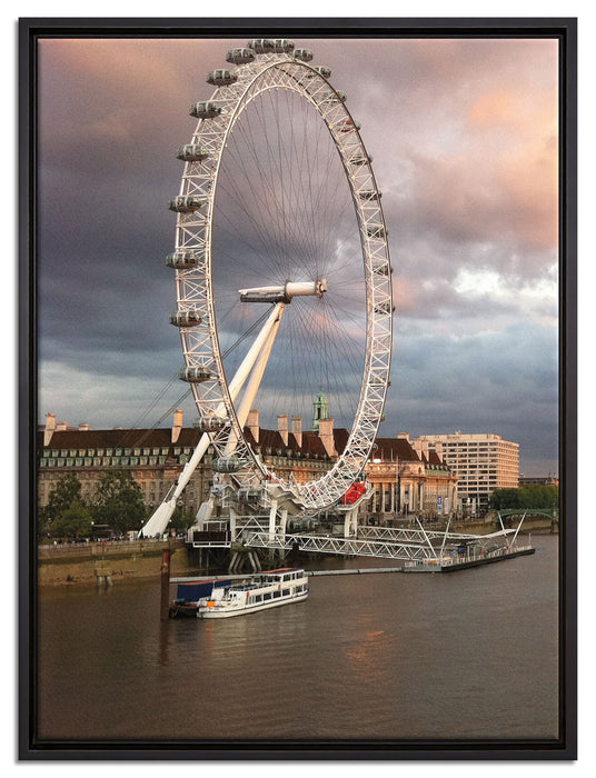 Riesenrad London Eye auf Leinwandbild gerahmt Größe 80x60