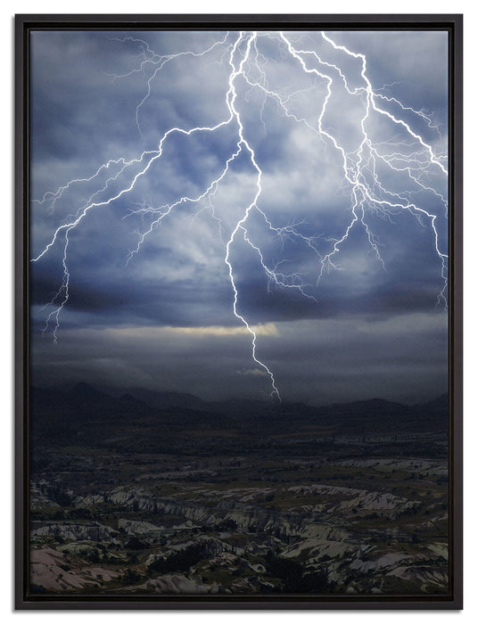 Blitze und Gewitter auf Leinwandbild gerahmt Größe 80x60