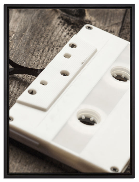 Kasette Retro auf Leinwandbild gerahmt Größe 80x60