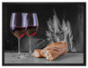 Baguette Wein Picknick auf Leinwandbild gerahmt Größe 80x60