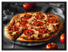 Salamipizza frisch aus dem Ofen auf Leinwandbild gerahmt Größe 80x60
