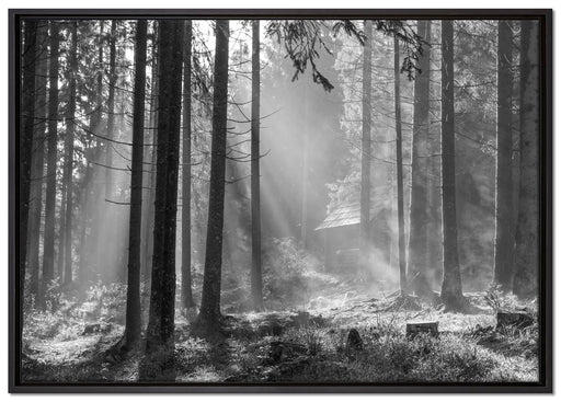 Häuschen im Wald auf Leinwandbild gerahmt Größe 100x70