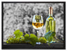 Weinverkostung im Sommer auf Leinwandbild gerahmt Größe 80x60