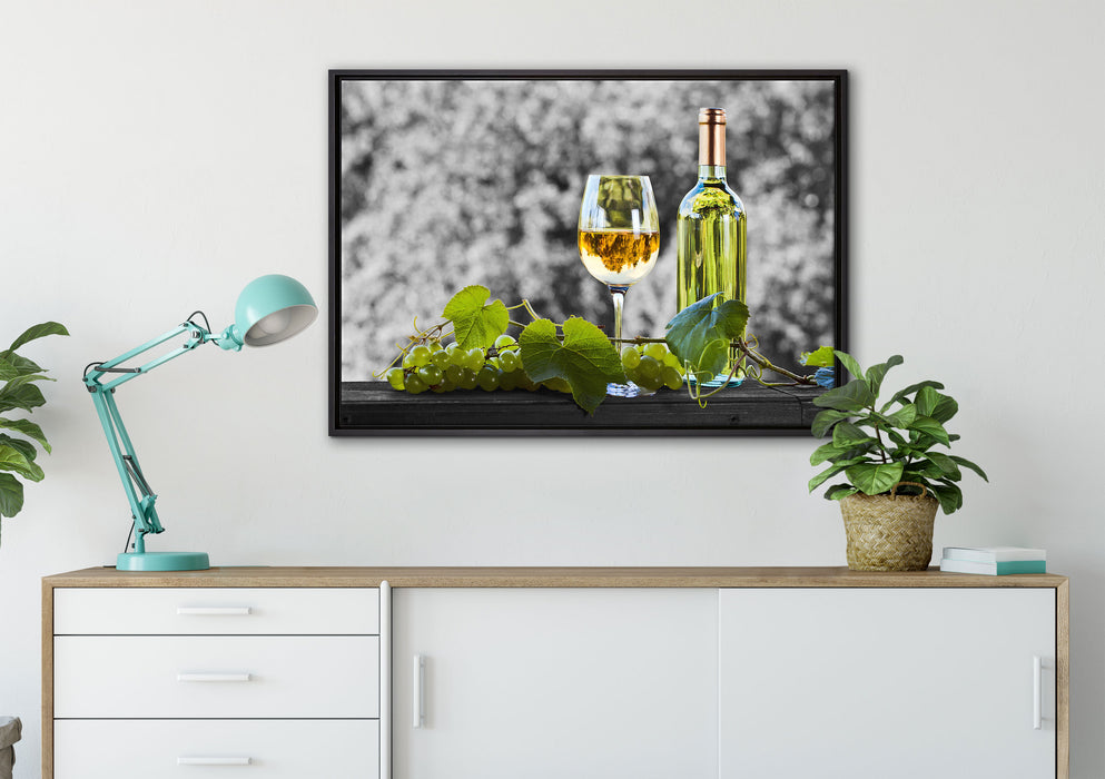Weinverkostung im Sommer auf Leinwandbild gerahmt verschiedene Größen im Wohnzimmer