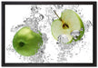 saftig grüne Äpfel im Wasser auf Leinwandbild gerahmt Größe 60x40