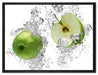 saftig grüne Äpfel im Wasser auf Leinwandbild gerahmt Größe 80x60