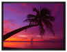 Palme am Meer mit Sonnenuntergang auf Leinwandbild gerahmt Größe 80x60