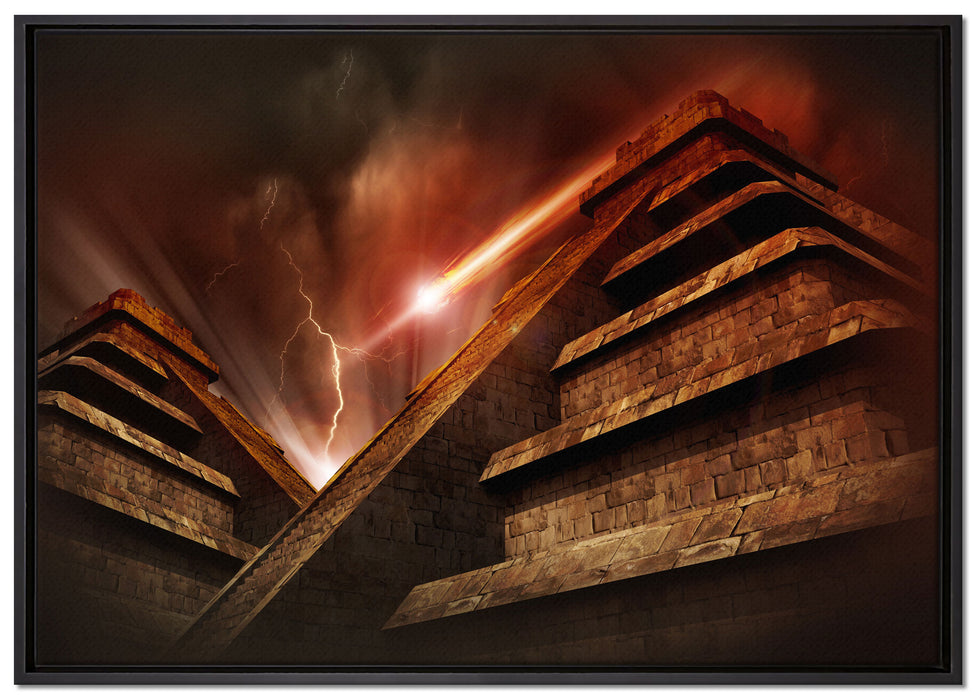 Majatempel bei Gewitter auf Leinwandbild gerahmt Größe 100x70