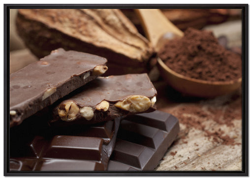 Leckere Schokolade auf Leinwandbild gerahmt Größe 100x70