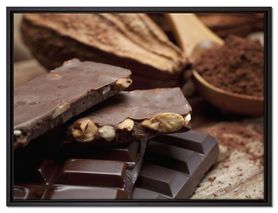 Leckere Schokolade auf Leinwandbild gerahmt Größe 80x60