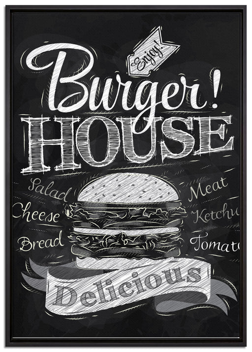 Burger House auf Leinwandbild gerahmt Größe 100x70