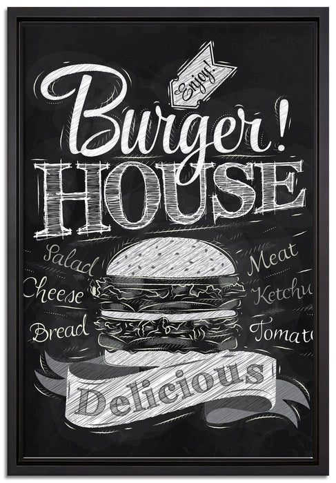 Burger House auf Leinwandbild gerahmt Größe 60x40