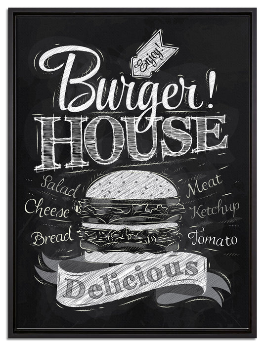 Burger House auf Leinwandbild gerahmt Größe 80x60