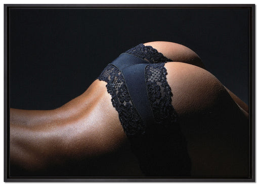Heißer Frauenpo in sexy Dessous auf Leinwandbild gerahmt Größe 100x70