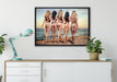 Fünf sexy Frauen am Strand auf Leinwandbild gerahmt verschiedene Größen im Wohnzimmer