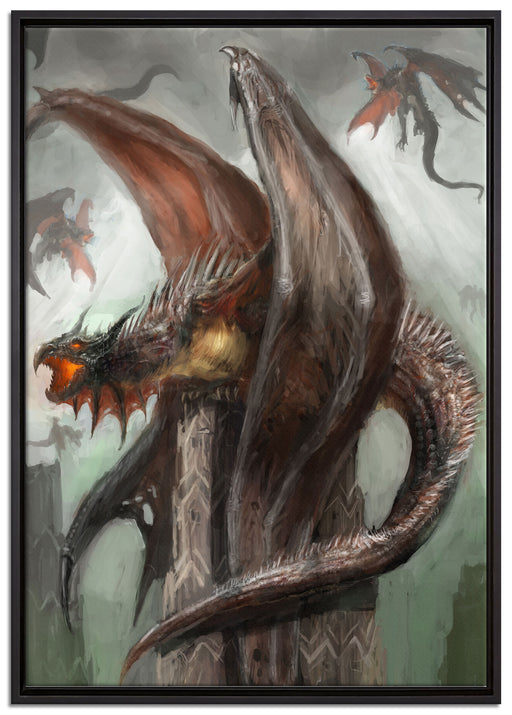 Dragons auf Leinwandbild gerahmt Größe 100x70