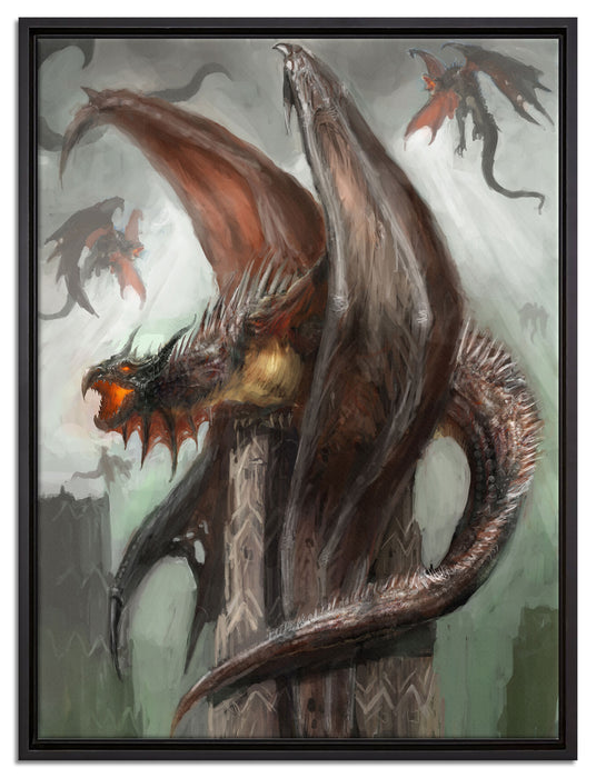 Dragons auf Leinwandbild gerahmt Größe 80x60