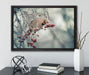Kleiner Vogel im Vogelbeerbaum auf Leinwandbild gerahmt mit Kirschblüten