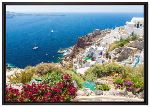 Griechische Küste auf Leinwandbild gerahmt Größe 100x70
