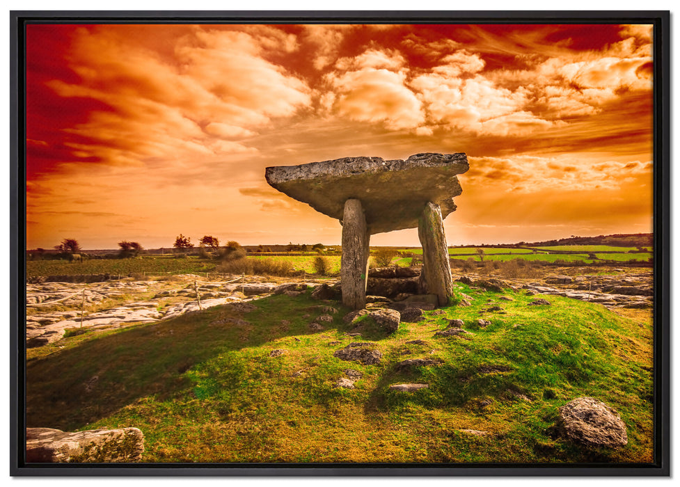 Burren bei Sonnenuntergang auf Leinwandbild gerahmt Größe 100x70