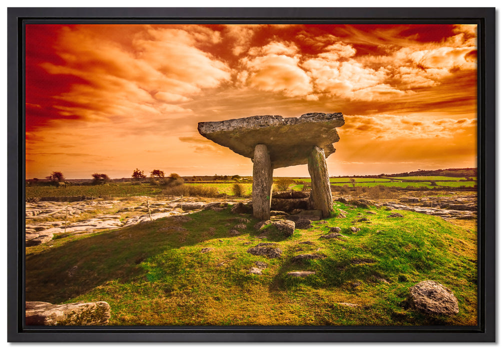 Burren bei Sonnenuntergang auf Leinwandbild gerahmt Größe 60x40