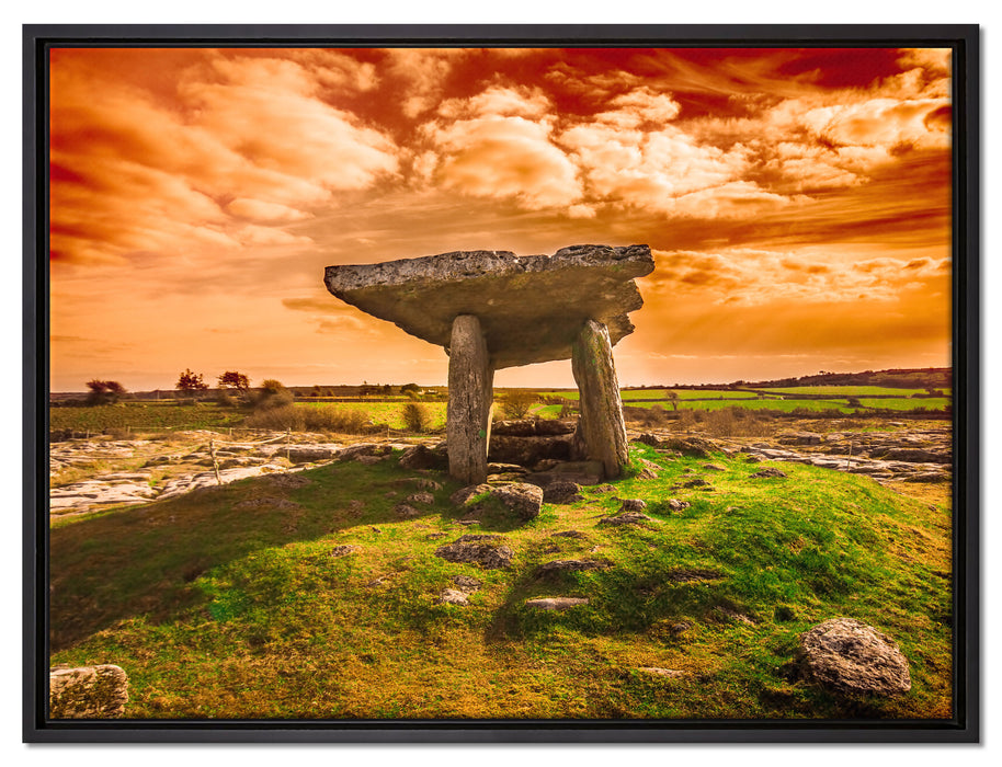 Burren bei Sonnenuntergang auf Leinwandbild gerahmt Größe 80x60
