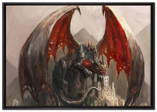 Dragon castle auf Leinwandbild gerahmt Größe 100x70