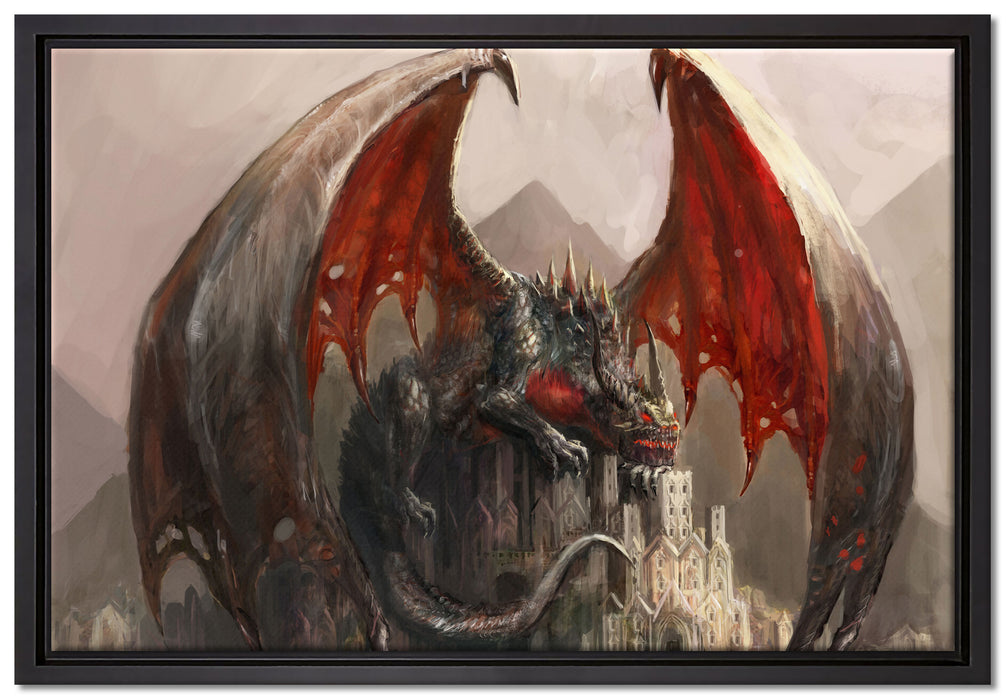 Dragon castle auf Leinwandbild gerahmt Größe 60x40