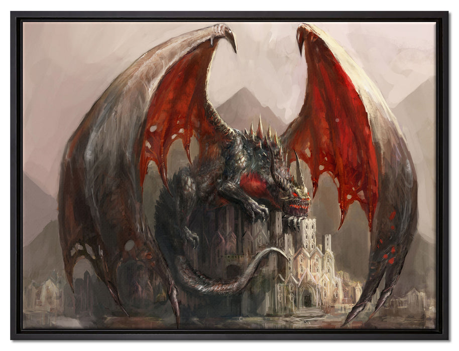 Dragon castle auf Leinwandbild gerahmt Größe 80x60