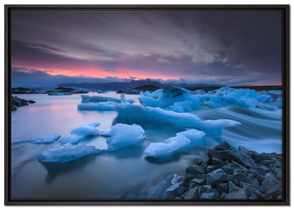 Extreme Eislandschaft auf Leinwandbild gerahmt Größe 100x70