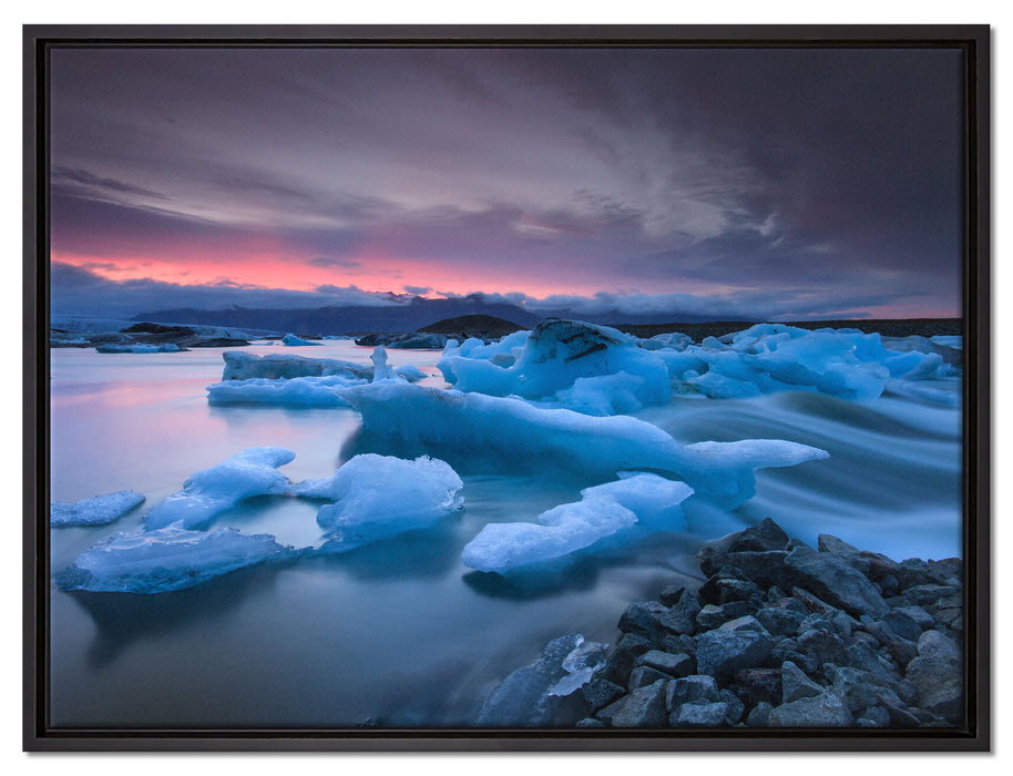 Extreme Eislandschaft auf Leinwandbild gerahmt Größe 80x60