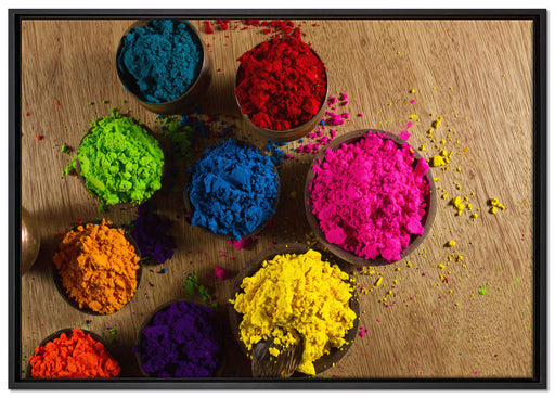 Indisches Farbpulver auf Leinwandbild gerahmt Größe 100x70