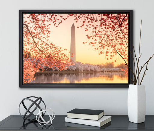 Jefferson Memorial auf Leinwandbild gerahmt mit Kirschblüten