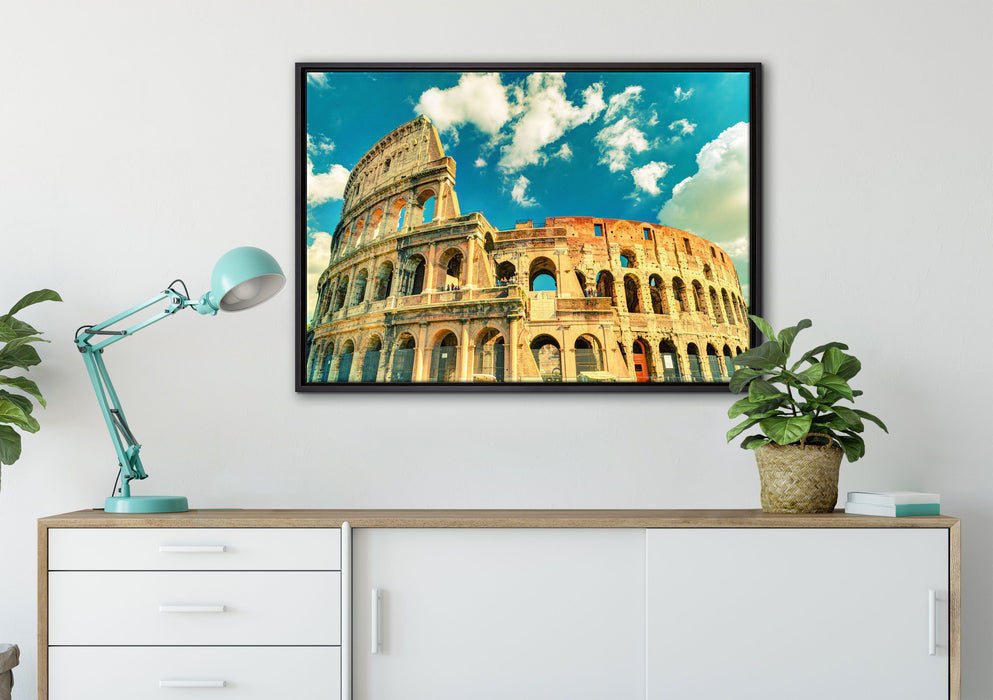 Colosseum bei Tag in Rom auf Leinwandbild gerahmt verschiedene Größen im Wohnzimmer