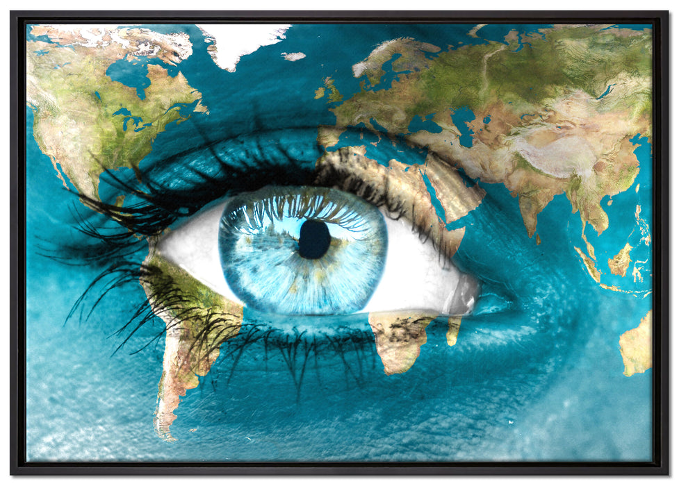 Die Erde auf ein Gesicht auf Leinwandbild gerahmt Größe 100x70