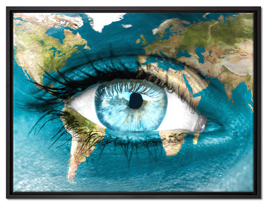 Die Erde auf ein Gesicht auf Leinwandbild gerahmt Größe 80x60