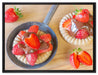 Süße Erdbeertörtchen auf Leinwandbild gerahmt Größe 80x60