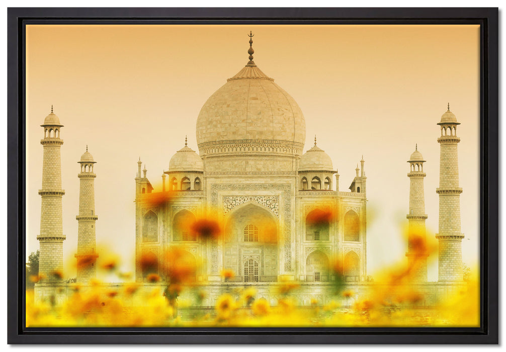 Taj Mahal im Sommer auf Leinwandbild gerahmt Größe 60x40