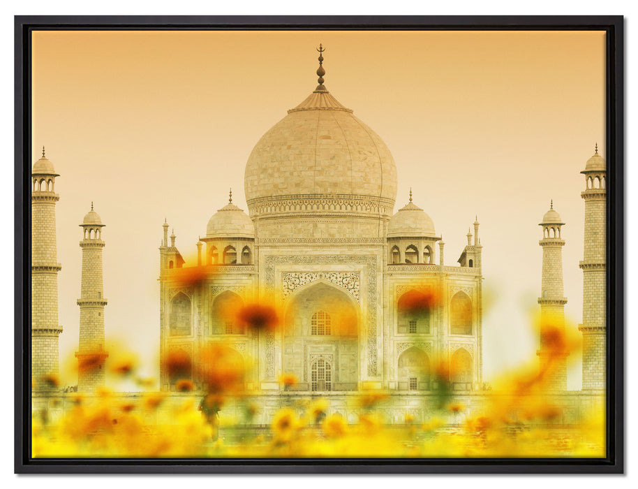 Taj Mahal im Sommer auf Leinwandbild gerahmt Größe 80x60
