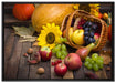 Herbstlicher Obstkorb auf Leinwandbild gerahmt Größe 100x70