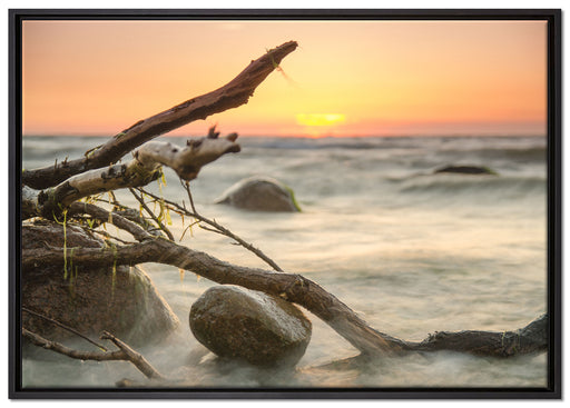 Ruhige See im Nebel auf Leinwandbild gerahmt Größe 100x70