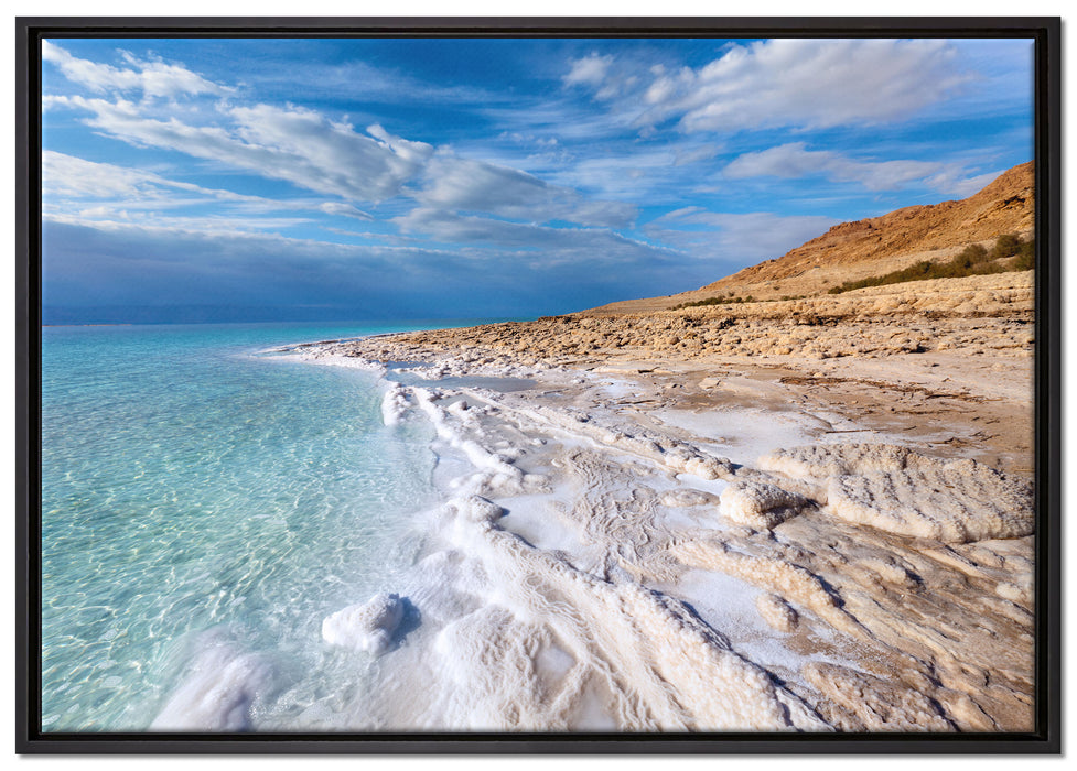 Das Tote Meer bei Tag auf Leinwandbild gerahmt Größe 100x70