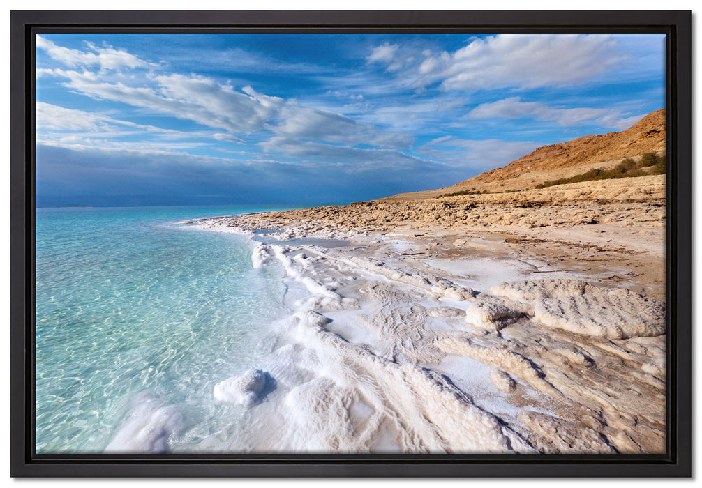 Das Tote Meer bei Tag auf Leinwandbild gerahmt Größe 60x40