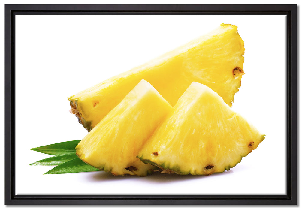 Saftige Ananasscheiben auf Leinwandbild gerahmt Größe 60x40
