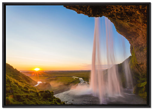 Großartiger Wasserfall auf Leinwandbild gerahmt Größe 100x70